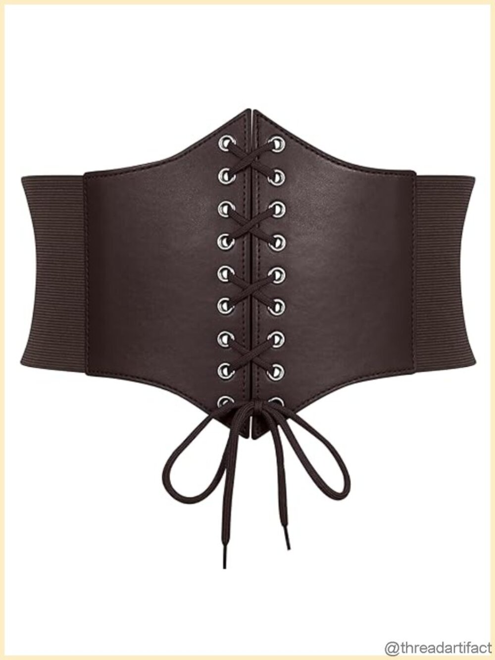 Faux Leather Lace-Up Waspie Corset Belt Vintage Halloween Costume